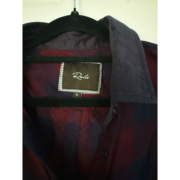 RAILS Plaid Button Down Flannel Top Small Red Blue Classic Cabincore Holiday - Picture 6 of 8